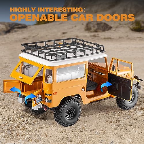 BEEZRC FMS 1/10 RC Crawler FJ40 Toyota Licensed 4WD 2.4G Model Car Hobby 4x4 Rock Crawler Offroad Truck Remote Control Car with Transmitter for Adults (Yellow) FMS11035RSYL - color: Yellow