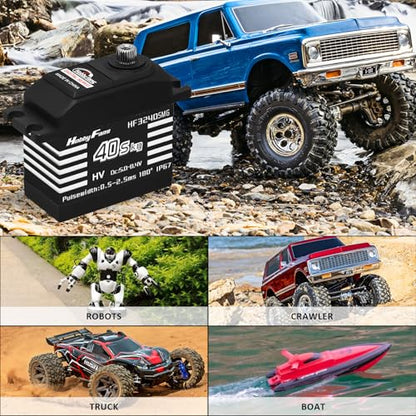 RC Digital Servo, IP67 Waterproof 40KG Metal Gear Servo High Torque Servo with 25T Servo Horn for 1/12 1/10 1/8 RC Car RC Crawler Robot Boat, Black - color: Black&silver