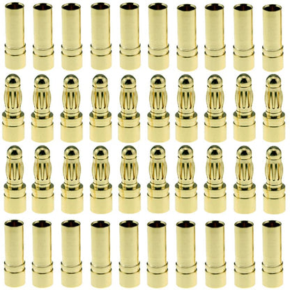 20 Pairs Gold-Plated 3.5MM Banana Plug Bullet Male and Female Connector Adapter for RC Lipo Battery ESC Motors (3.5MM) - size: 20 Pairs 3.5MM