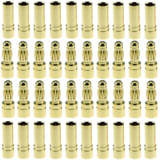 20 Pairs Gold-Plated 3.5MM Banana Plug Bullet Male and Female Connector Adapter for RC Lipo Battery ESC Motors (3.5MM) - size: 20 Pairs 3.5MM