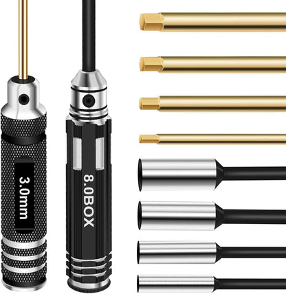 RC Hex Driver Set Tools Kit - 8pcs Titanium Allen Screwdriver 1.5mm-8.0mm for Car, Quadcopter, Drone, Boat - style: 8pcs Screwdrivers