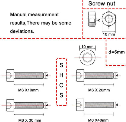 newlng M6 304 Stainless Steel Bolts and Nuts, Hex Flat Head Cap Bolts Screws Nuts Hexagon Socket Head Screw,Heavy Duty Hex Bolts Nuts Assortment, Head Mechanical Parts Combination Box - size: M6