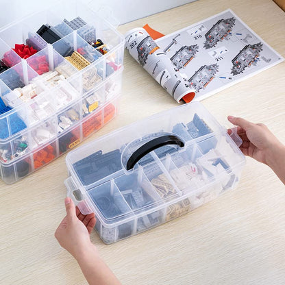 Sooyee 6-Tier Stackable Craft Organizers and Storage Box, Clear | 60 Compartments, Plastic Storage Box, For Toys, Dolls, Arts and Craft, Fuse Beads, Washi Tape, Rock Collection, Ribbons - size: 6-Tier