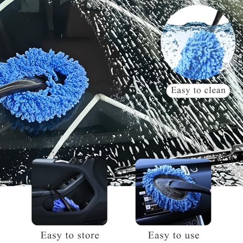 KVAEY Car Dash Duster Brush, Super Soft Microfiber Multi-Functional Car Cleaning Brush, Scratch Free Dash Dusting Tool with a Anti-Skid Handle for Vehicle Home Kitchen Cleaning (Blue) - color: Blue
