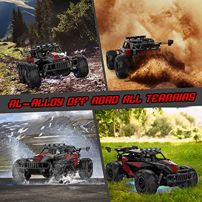 BLUEJAY Remote Control Car, 2.4GHz High Speed 33KM/H RC Cars Toys | 1:12 Monster RC Truck Off Road with LED Headlight and Rechargeable Battery Gifts for Adults Boys 8-12 - color: Burgundy Red