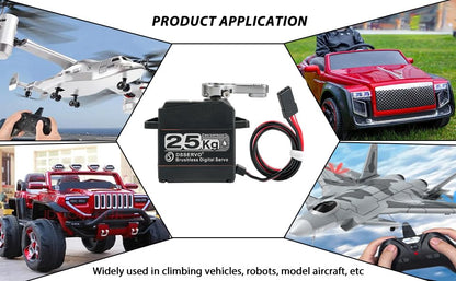 25KG Brushless Servo, IP67 Waterproof,Double Bearing Motors,High Speed High Torque Metal Stainless Steel Gear,Digital Servo for 1/8 1/10 Scale RC Robotic DIY (25KG 270 Degree Servo) - style: 25KG 270 Degree Servo