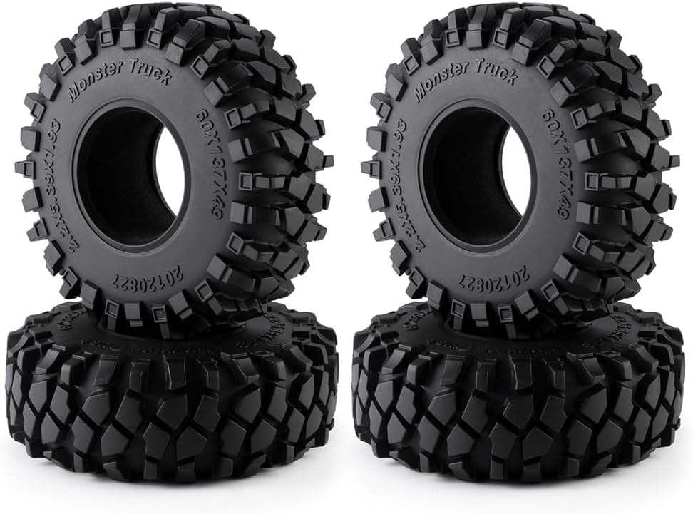 MORLORDY 4Pcs 2.2" RC Rubber Tires with Foam Insert - 137mm/5.39" Crawler Slingers Mud Grappler Tyres for 1/10 Axial Wraith 90018 90048 RR10 90047 D90 TF2 CC01 SCX10 TRX4 RC Crawler Car