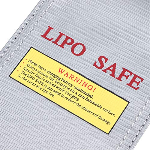 Lipo Battery Bag, 3.9x7.9in Lipo Bags for Batteries, PVC Battery Bag Fireproof with Fastening Stickers, Sliver Lithium Ion Batteries Bags for Flammable Products, 1Pcs