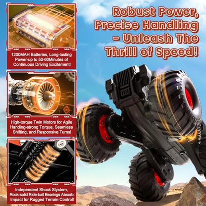 Waterproof Monster Truck Remote Control Car, 1:16 Bigger Amphibious RC Cars Toys, Long Battery 4WD All Terrain Off-Road Vehicle for 6 7 8 9 10 11 12+ Boys Girls Kids Ideal Birthday