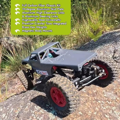furitek 1/18 RC Crawler TerraX Active Pro 4WS ARTR – Remote Control Car RC Cars for Adults Mini Crawler Brushless 2-in-1 System (Champagne Nude Edition) (Grey) - color: Grey