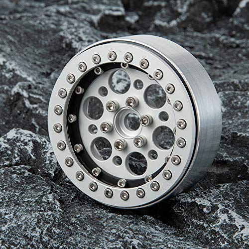 Aluminum Alloy 2.2" Beadlock Wheels Rims for 1/10th Scale RC Crawler Car -Pack of 4pcs (Silver)