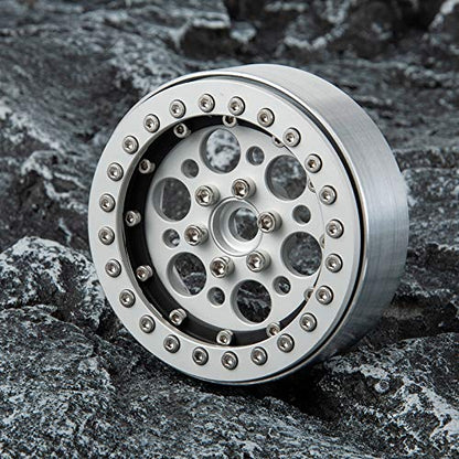 Aluminum Alloy 2.2" Beadlock Wheels Rims for 1/10th Scale RC Crawler Car -Pack of 4pcs (Silver)