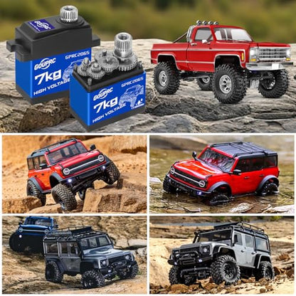 GOUPRC 7KG GPRC2065 Waterproof RC Servo for TRX4M 1/18 RC Crawler Car Upgrade, Micro Digital Servo with Metal Gears & Medium Aluminum Case and 25T Servo Horns Arms