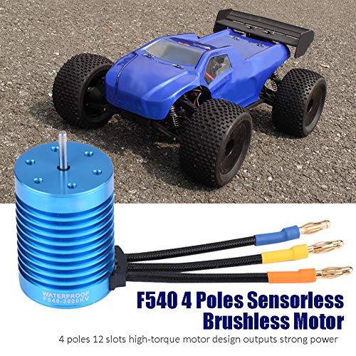 F540 RC Brushless Motor, Sensorless Brushless Motor RC Car Motor 3000KV 4370KV High Torques with 3.175mm Shaft for 1/10 1/12 Truck Crawler (3000KV)