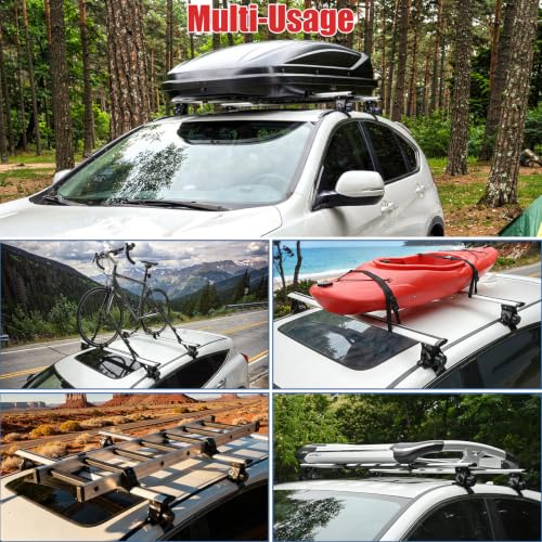 Universal Roof Rack Cross Bars 51" (1.3m) - Heavy Duty 440lbs Capacity Car Top Rails for Naked Roof (No Side Rails) - Aerodynamic Aluminum Alloy with 4-Claw Hooks, Silver