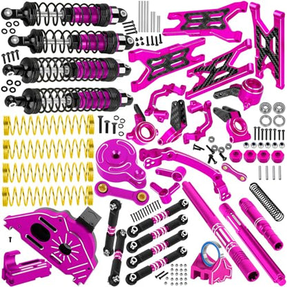 RC Upgrades Part for 1/10 Granite/Senton 3S & Mega550,Shock,A-Arm,Caster Block,Steering Blocks,Stub Axle Carriers,Links,Gearbox,Center Driveshaft Axles,Support,25T Spline,Steering,Pink - color: Pink - (Upgrades Part)