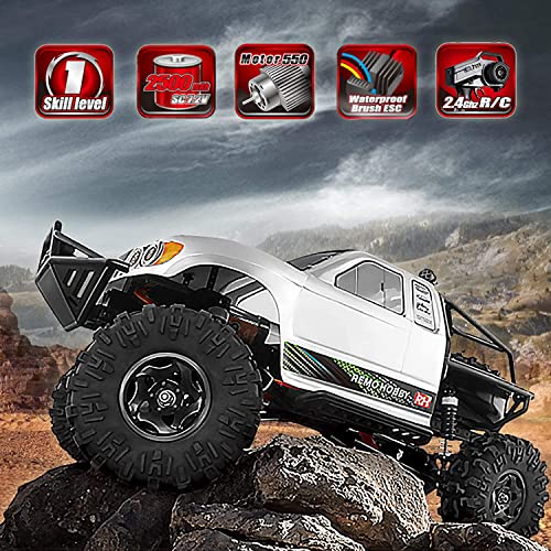 Cheerwing 1:10 Scale Rock Crawler 4WD Off-Road Remote Control Truck | 2.4Ghz,Brushed Motor,Waterproof ESC,20-25km/h Speed,.2V 2500mAh,Large Hobby RC Car for Adults