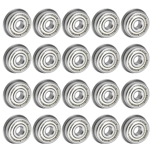 uxcell F625ZZ Flanged Ball Bearing 5x16x5mm Double Shielded Chrome Steel Flange Bearings, 20pcs - size: 5x16x5mm