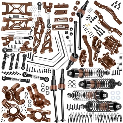 Upgrade Parts for 1/16 Mojave GROM 223S DSC 4X4 RTR,RC Shock& Arms&Drive Shaft CVD&Steering Knuckle Kit&Shock Tower&Adjustable Links&Steering Block&RC Gearbox&Sway Bar Kit,Bronze - color: Bronze(for 1/16)