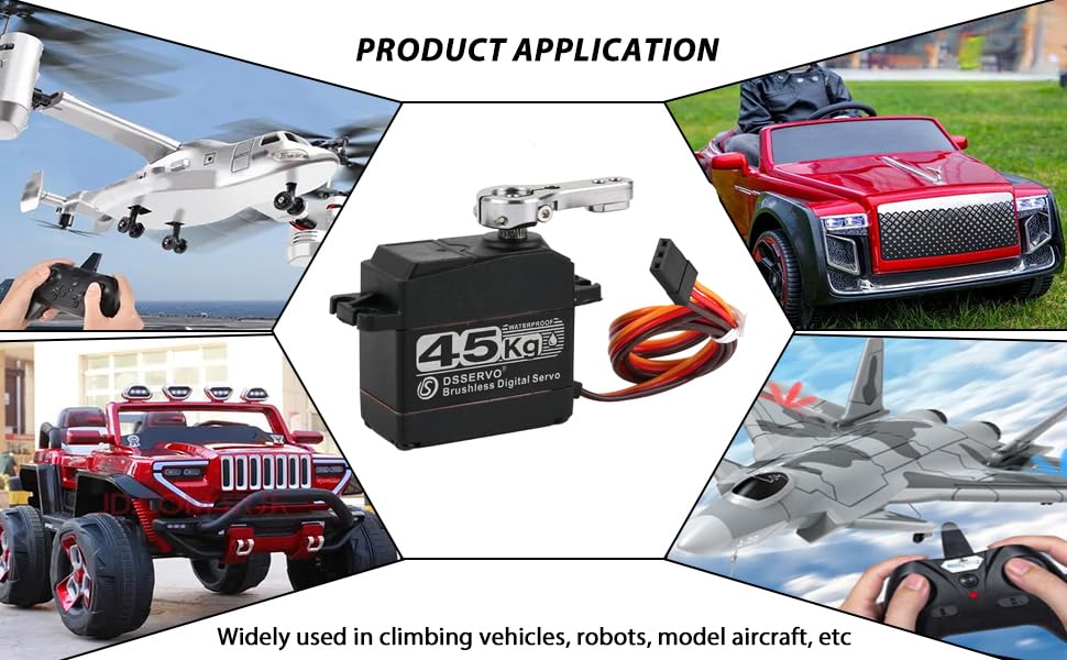 45KG High Speed Brushless Servo, Double Bearing Motors,High Torque Metal Stainless Steel Gear, IP67 Waterproof Digital Servo for 1/8 1/10 Scale RC Robotic DIY(45KG 180 Degree) - style: 45KG 180 Degree