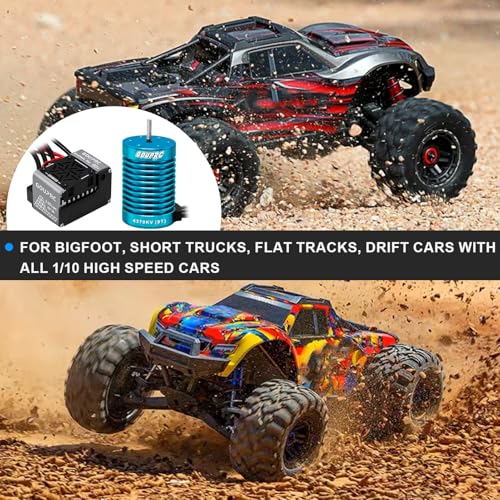 GOUPRC S3650 9T 4370KV Brushless Motor 3.175mm Shaft with 60A Brushless ESC Electric Speed Controller Combo Kit for 1/10 RC Off-Road Buggy Monster Truck Car - color: 4370KV Brushless Motor Esc