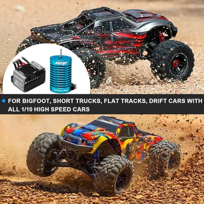GOUPRC S3650 9T 4370KV Brushless Motor 3.175mm Shaft with 60A Brushless ESC Electric Speed Controller Combo Kit for 1/10 RC Off-Road Buggy Monster Truck Car - color: 4370KV Brushless Motor Esc