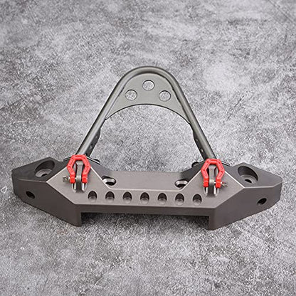 ZJchao RC Bumper, RC Front Bumper Metal Front Upper with 2 LED Lights for ‑4 1/10 Scale Crawler (Ti Color) - color: Ti Color