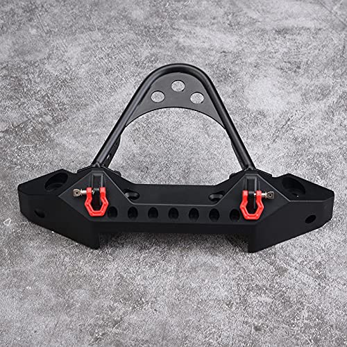 ZJchao RC Bumper, RC Front Bumper Metal Front Upper with 2 LED Lights for ‑4 1/10 Scale Crawler (Black) - color: Black