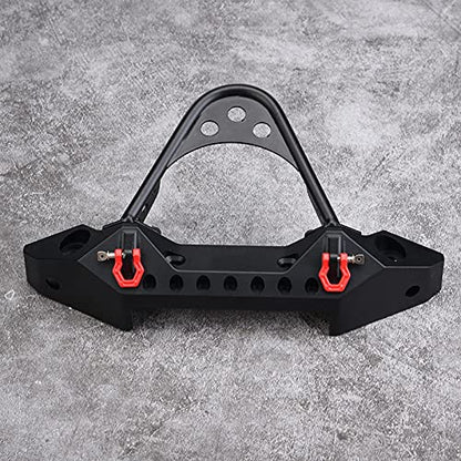 ZJchao RC Bumper, RC Front Bumper Metal Front Upper with 2 LED Lights for ‑4 1/10 Scale Crawler (Black) - color: Black