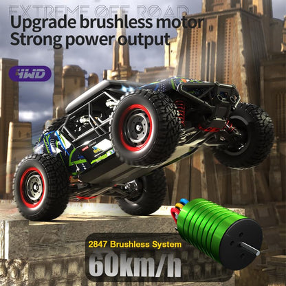 1/16 Brushless Fast RC Desert Car for Adults, Top Speed 37mph Electric Off-Road RC Monster Trucks, 4X4 Remote Control High Speed RC Car for Sand Land Hobby Toy Gifts SCY-16106PRO (Blue) - color: Pro-blue