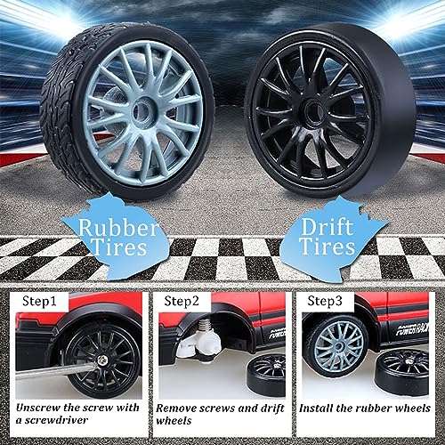 Remote Control Car RC Drift Car 2.4GHz 1:24 Scale 4WD High Speed RC Cars Vehicle with LED Lights Drifting Tires Racing Sport Toy Cars for Adults Boys Girls Kids Gift - color: Black