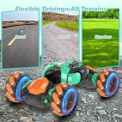 Gesture Sensing RC Stunt Car - Boys Toys Age 6-8-12, 360° Rotating 4WD Hand Controlled Remote Control Twist Car with Light & Music, Cool Toys and Ideas Gifts for Children Age 7 9 10 11 12 Years Old