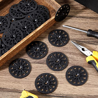 Fabbay 100 Pcs Polypropylene Washers 60 mm for Fixing Supporting Rigid Foam Insulation Panels and Sheets Load Spreading Plastic Washers Flat for Screws and Nail, Black