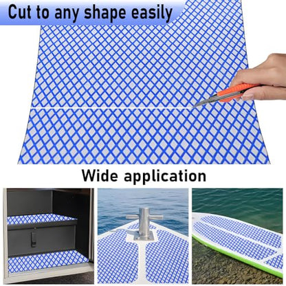 98.4"X43.31" Boat Flooring Self-Adhesive EVA Foam Boat Decking Marine Yacht RV Pool Non-Skid - color: Light grey and blue