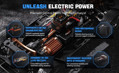 ZD Racing 1/12 Fast RC Cars for Adults, Max 50 MPH Brushless Drift Car with Gyro, 4WD RTR High Speed Rally, with 3S 2200 mAh Drifting RC Remote Control Car for Adult