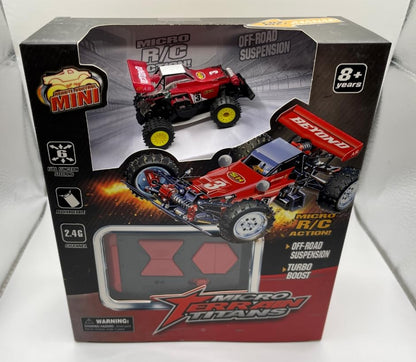 Mini RC Buggy Off-Road 1:64 Scale Upgraded 2.4G 5-Channel 7CM RC Radio Wireless Remote Control Car Coke Can Micro Racing Pocket Portable Truck for Multi-Users (Red) - color: Red-buggy