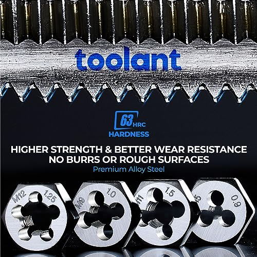 toolant 127-Piece Metric & SAE Ratcheting Tap and Die Set | SAE and metric threading sizes, ratcheting handles, assorted drill bits, tap holders, double-layer toolbox - size: 127pcs set