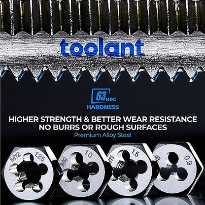 toolant 127-Piece Metric & SAE Ratcheting Tap and Die Set | SAE and metric threading sizes, ratcheting handles, assorted drill bits, tap holders, double-layer toolbox - size: 127pcs set