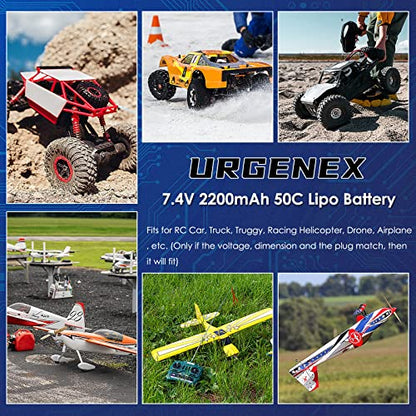 7.4V 2200mAh Lipo Battery 50C(Burst 80C) High Discharge Rate RC Batteries with Dean-Style T Plug Fit for RC Car Truggy, RC Airplane, FPV Drone, UAV Quadcopter and Helicopter