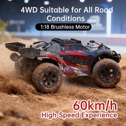 40mph Remote Controlled Cars for Adults with Carry Bag, 1/18 4WD Off Road Race Buggy, Brushless Motor, High Speed Offroad RC Drift Racing Car, 3 Batteries (Red) - color: 40mph, 1/18, Sg118max