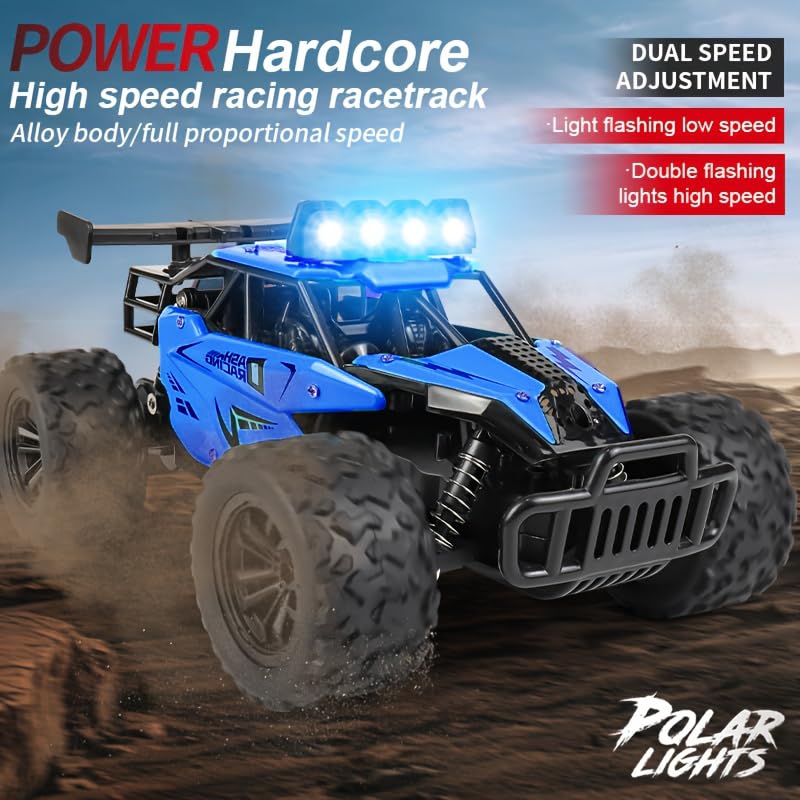 Remote Control Car Monster Truck Toys 1:16 Scale RC Car For Boys 2.4GHz High Speed 20 km/h With LED Headlights,Rechargeable RC Cars Gifts for Boys 4-7 8-12 Christmas, Beginner, Kids 6-12+ (Black) - color: Black