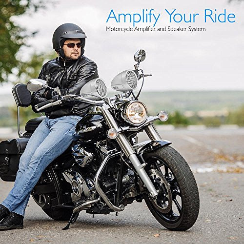 Pyle 300 Watt Weatherproof Motorcycle Speaker and Amplifier System w/ Two 2.25 Inch Waterproof Speakers, AUX IN- Handlebar Mount ATV Mini Stereo Audio Receiver Kit Set - Also for Marine Boat - PLMCA60