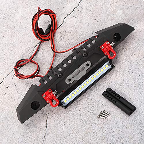 Heavy Duty Metal Anticollision Front Bumper with LED Light Bar for SCX10 90046 1 10 Scale RC Crawler Car Accessories Upgrade Parts