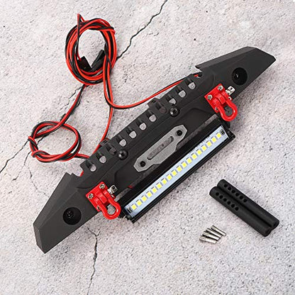 Heavy Duty Metal Anticollision Front Bumper with LED Light Bar for SCX10 90046 1 10 Scale RC Crawler Car Accessories Upgrade Parts