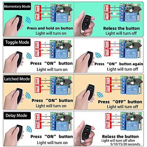 DieseRC 433Mhz Universal Wireless Remote Control Switch DC 12V 1CH RF Relay Receiver Module with 2 Transmitters, EV1527 Learning Code Remote Switch - color: 1 Recever and 2 Transmitters