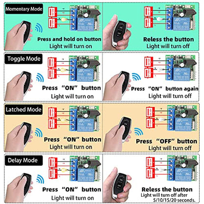 DieseRC 433Mhz Universal Wireless Remote Control Switch DC 12V 1CH RF Relay Receiver Module with 2 Transmitters, EV1527 Learning Code Remote Switch - color: 1 Recever and 2 Transmitters