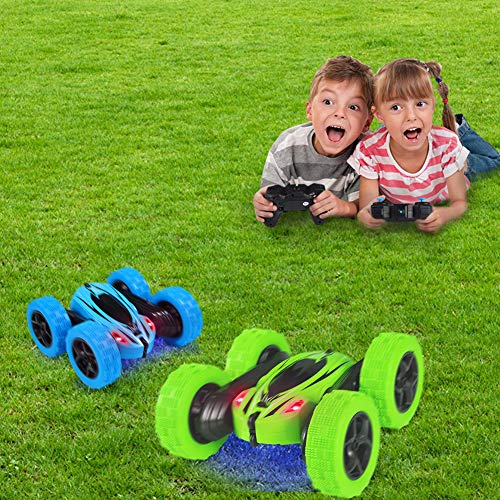 Lumiparty 2PACK RC Stunt Car Remote Control Car for Kids, 2.4Ghz High Speed Rock Crawler Vehicle,360 Rotating 4WD Off Road Double Sided Rotating Tumbling Rc Car with 4 Rechargeable Battery.