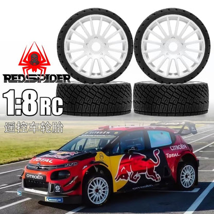 OD:100MM 1/8 General Purpose RC Rally Car Tires On Road Tyres Reinforced Plastic Rims High Speed Tires 17mm HEX for 1/7 1/8 Scale Racing KM WRC C3 Redcat ARRMA HPI VRX WR8 HSP Hobao Kyosho GT2 W213