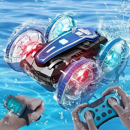 Amphibious Remote Control Car,Water Beach Pool Toy,2.5GHz 4WD 360° Rotation,Waterproof Gesture RC Stunt Car, Birthday Gift for 6-12 Years Old Boys Girls