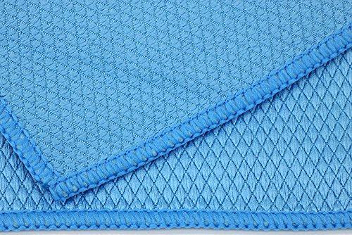 [Diamond Glass] Microfiber Window and Chrome Microfiber Towel (16"x16") Blue - 10 Pack | Streak-Free, Lint-Free Glass Cleaning - color: Blue, size: 10 pack